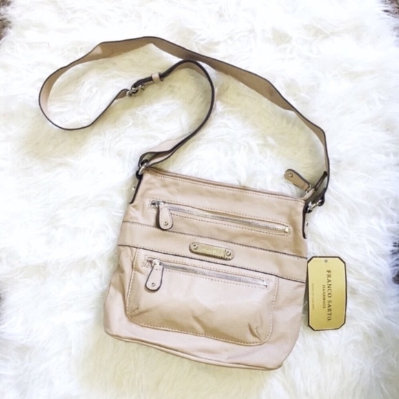NWT Franco Sarto nude double zip crossbody bag - Picture 1 of 7